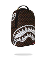 BROWN AND CREAM DRIP CHECK SHARK BACKPACK 910B8552NSZ
