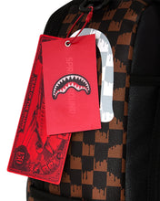 BROWN AND CREAM DRIP CHECK SHARK BACKPACK 910B8552NSZ