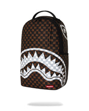 BROWN AND CREAM DRIP CHECK SHARK BACKPACK 910B8552NSZ