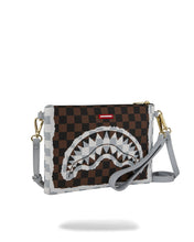 CREAM AND BROWN TEAR CHECK CROSSOVER CLUTCH 910B8295NSZ