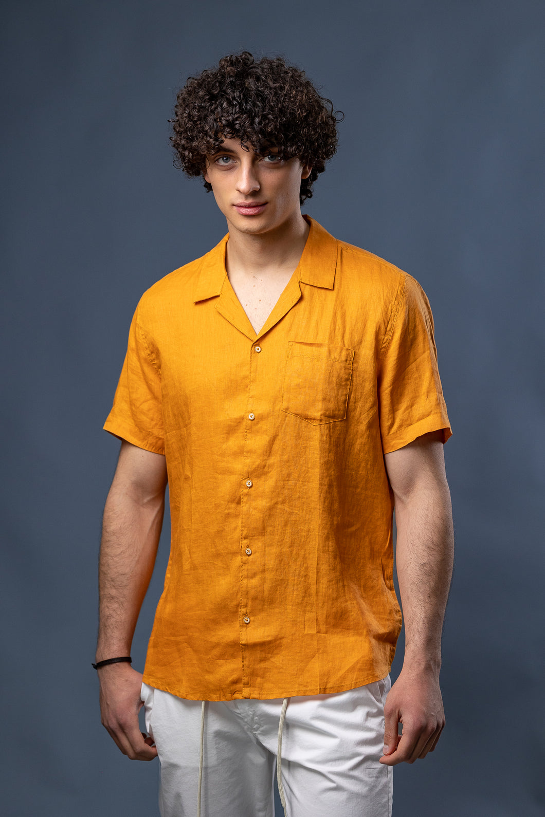 Camicia linen short Orange